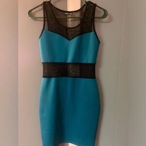 Wet Seal Teal and black bodycon dress